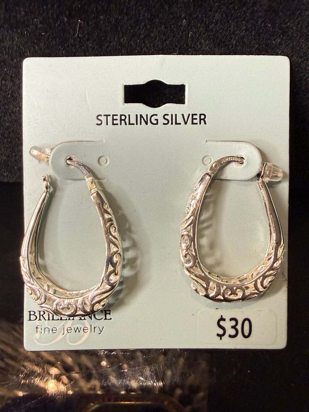 Brilliance Fine Jewelry Sterling Silver Filigree Hoop Earrings